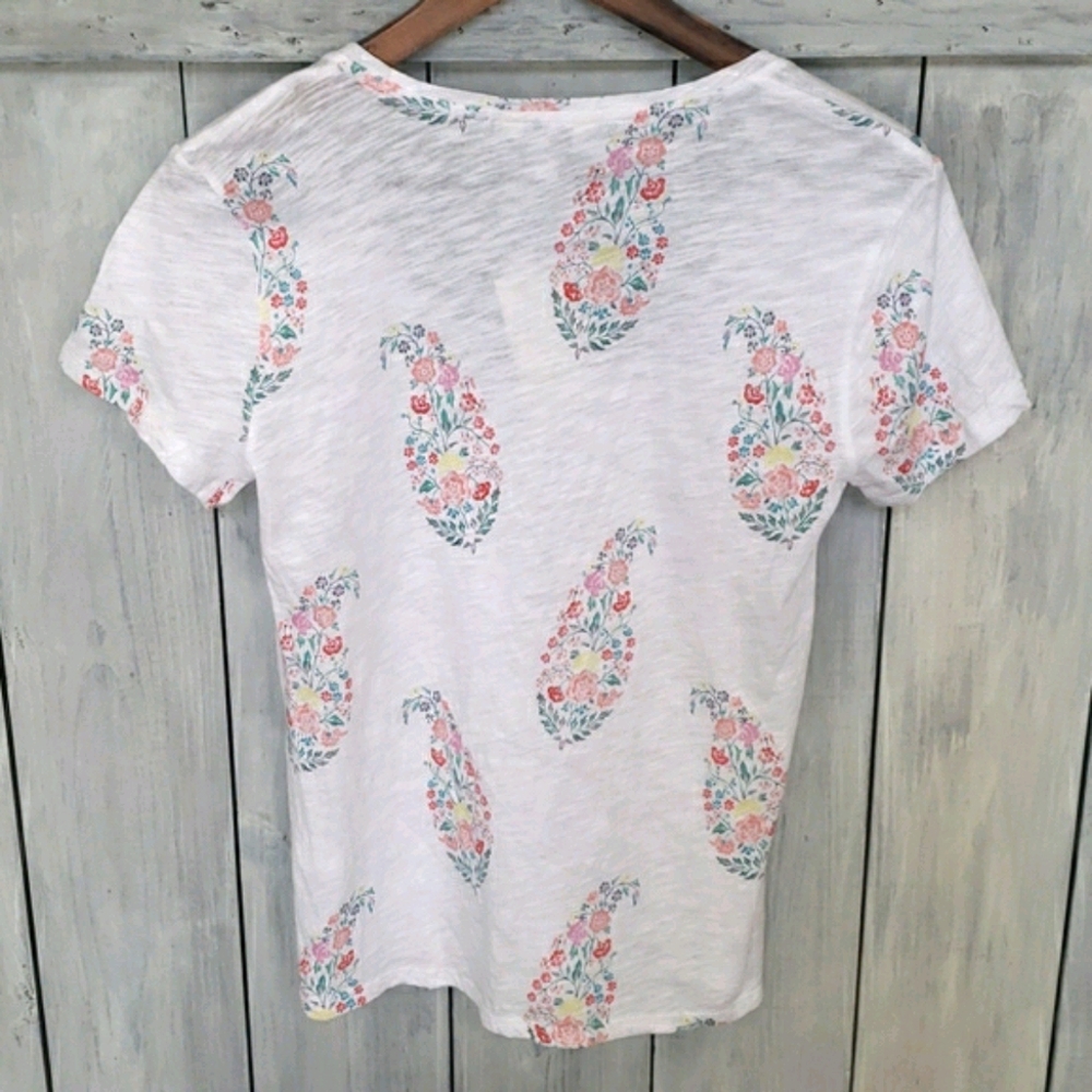 Lucky Brand Womens All Over Paisley Floral Tee Size Small NEW - Picture 7 of 10
